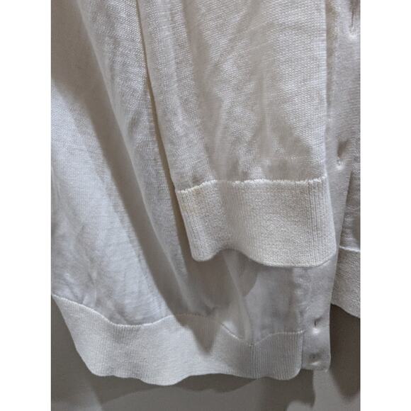 Women's Ann Taylor LOFT Cream Cardigan Size XL 100% Cotton button up Shirt Top - Picture 4 of 9